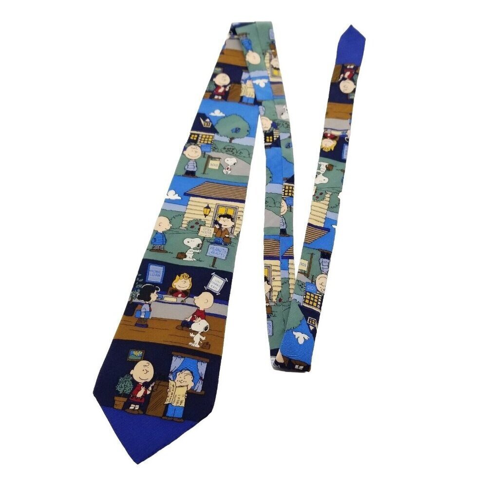 Peanuts "MORTGAGE SWEET MORTGAGE" Realtors Home Sales 100% Silk Mens Necktie Tie